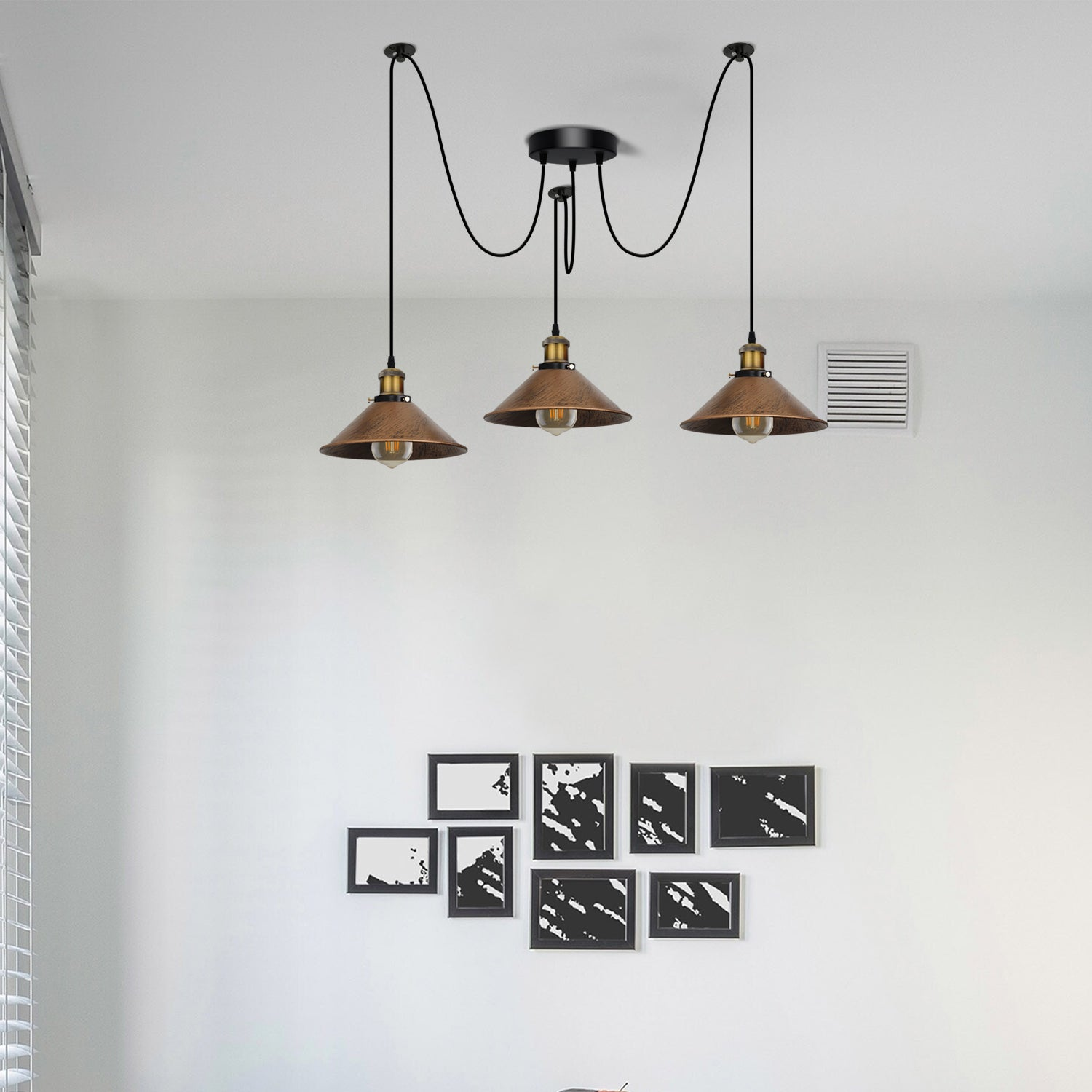 Spider Pendant Lamp 3 Way Hanging Brushed Copper Ceiling Lamp Lighting~4069