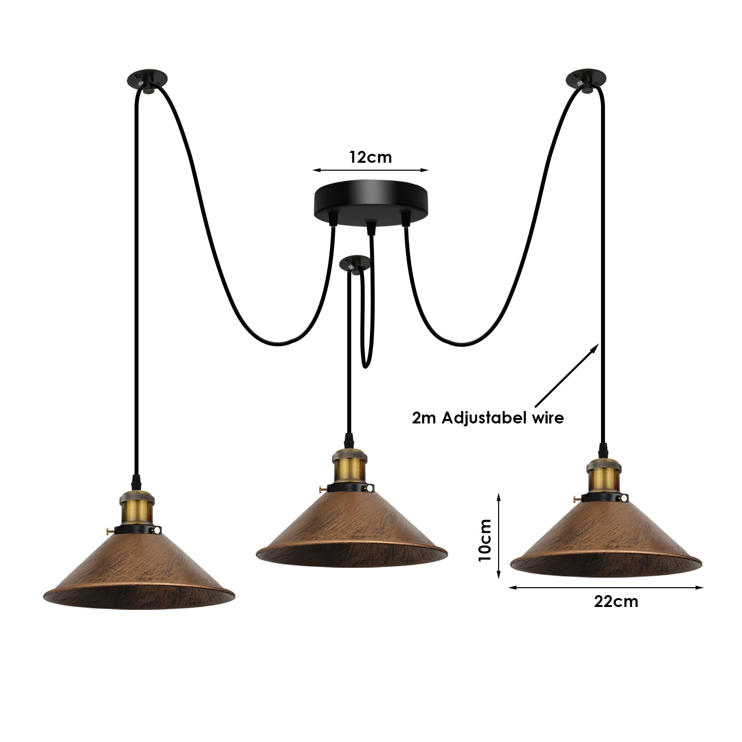 Spider Pendant Lamp 3 Way Hanging Brushed Copper Ceiling Lamp Lighting~4069