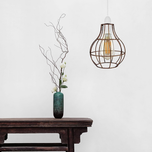 Wire Cage Brushed Copper Vintage Ceiling Light ~2847