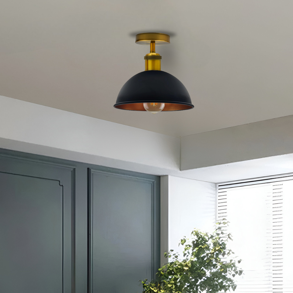 Black Gold Inner Metal Lampshade Flush Mount Ceiling Light ~1788