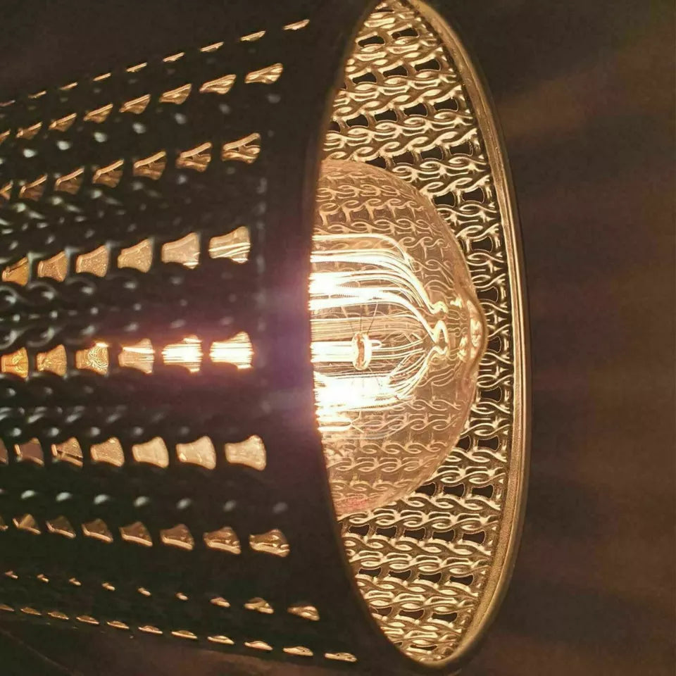 Brushed Silver Vintage metal wire cage lamp shade~1994