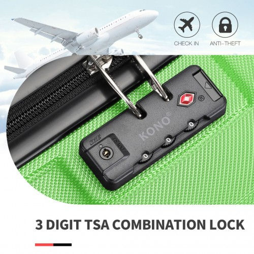 K1871-1L - Kono ABS 20 Inch Sculpted Horizontal Design Cabin Luggage - Green