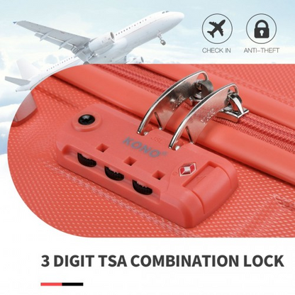 K1871-1L - Kono ABS 20 Inch Sculpted Horizontal Design Cabin Luggage - Coral