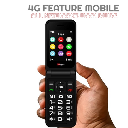 TTfone Red TT760 Flip 4G Mobile with USB C Mains Charger