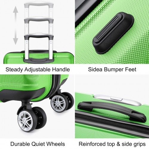 K1871-1L - Kono ABS 24 Inch Sculpted Horizontal Design Suitcase - Green
