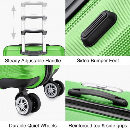 K1871-1L - Kono ABS 24 Inch Sculpted Horizontal Design Suitcase - Green