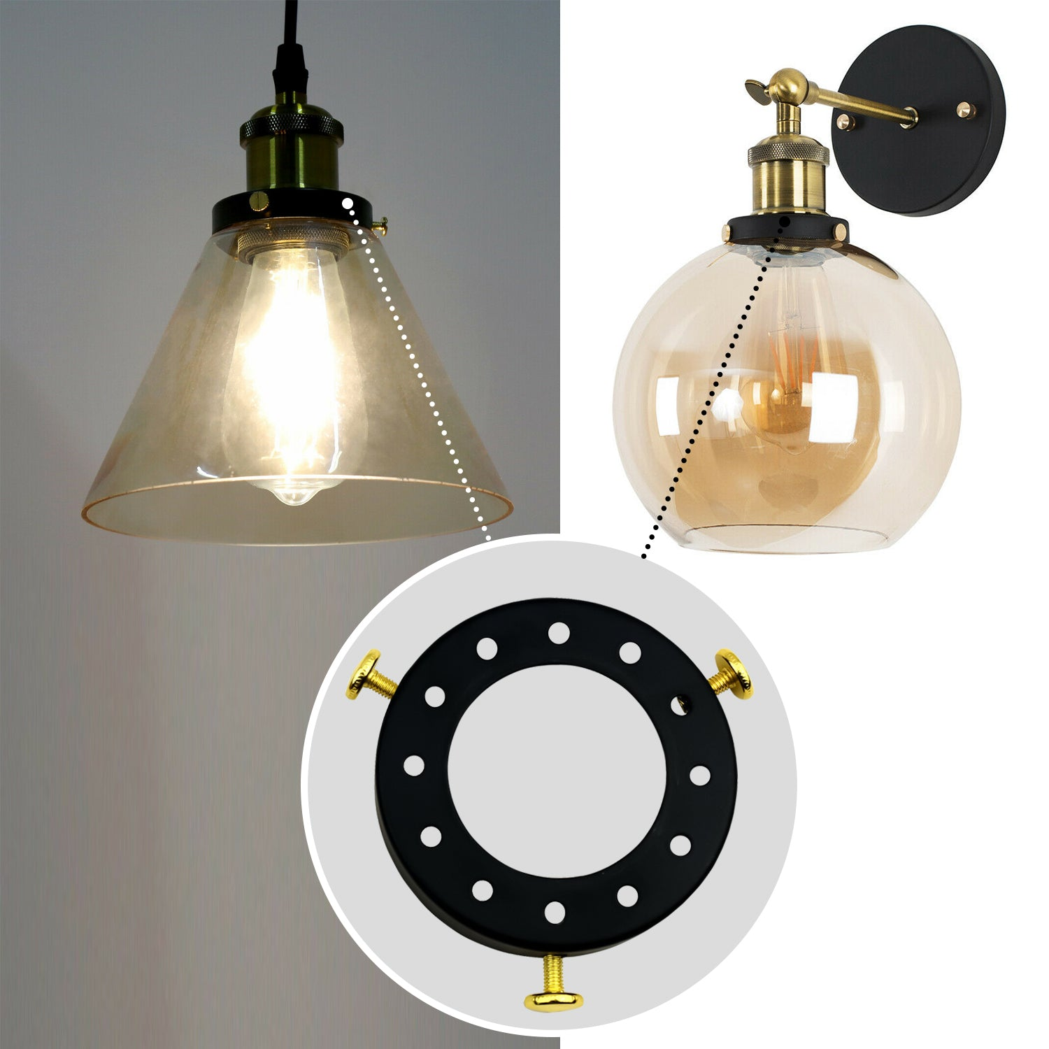 Chrome Lamp Shade Cap for Pendant Light Socket Holder Fitting~1028