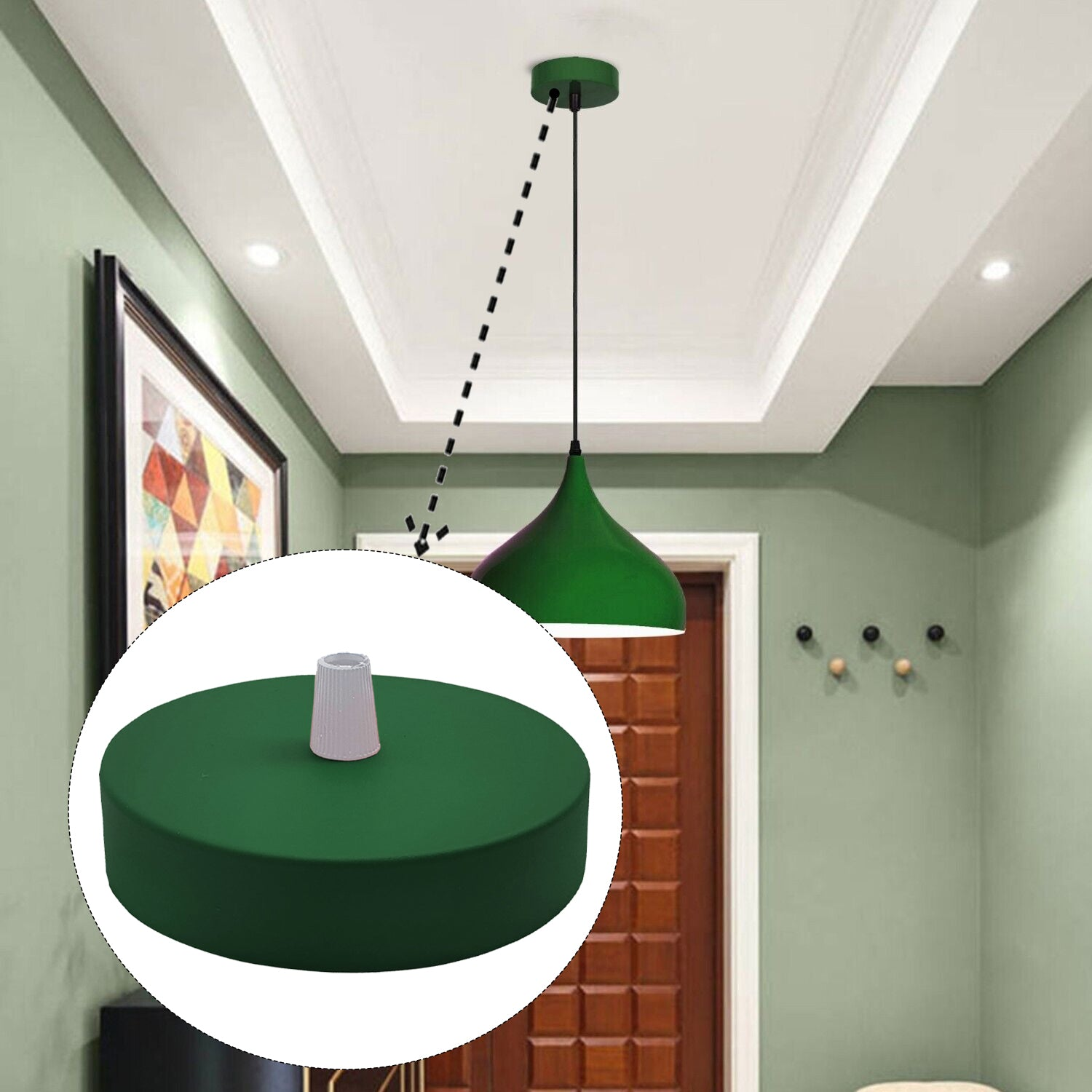 5 Pack Vintage Industrial Pendant Green Ceiling Rose~2286