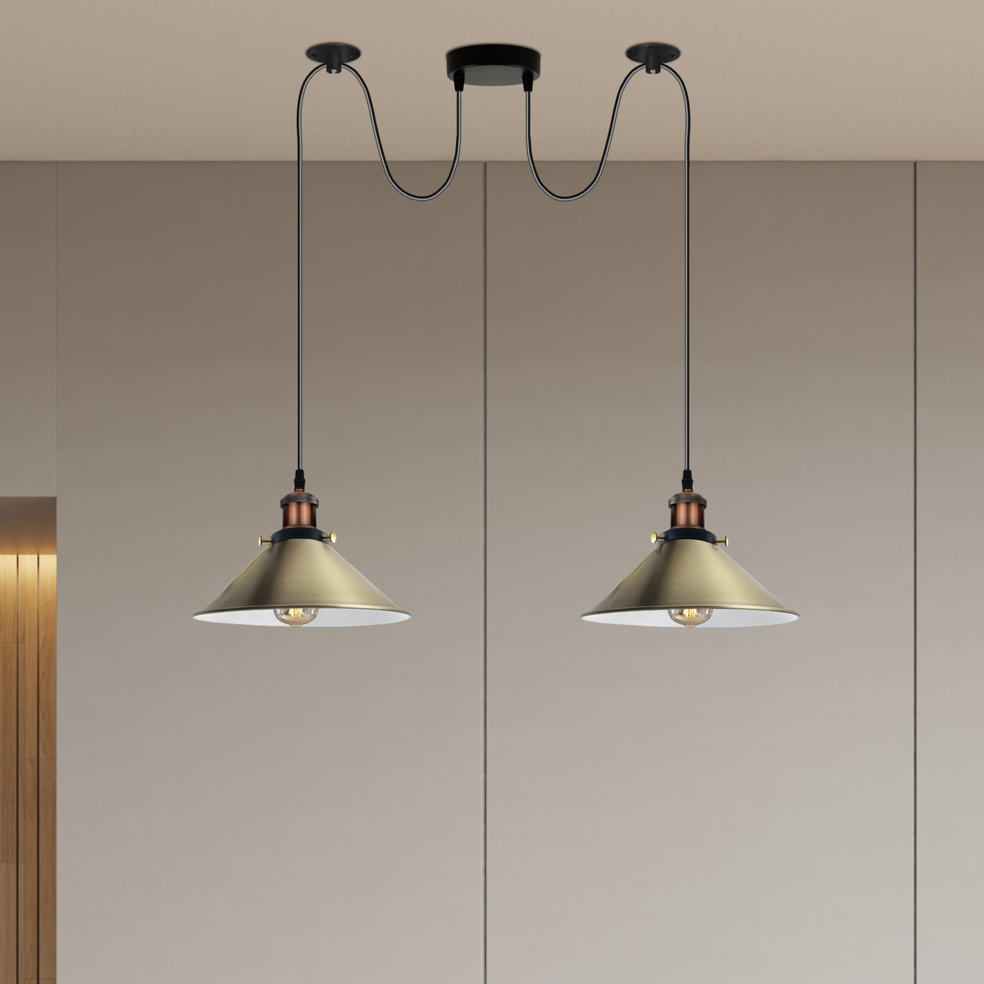 Green Brass 2 Way Retro Industrial Ceiling E27 Hanging Lamp Pendant Light~3504