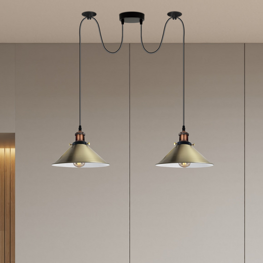 Green Brass 2 Way Retro Industrial Ceiling E27 Hanging Lamp Pendant Light~3504