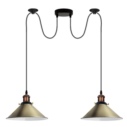 Green Brass 2 Way Retro Industrial Ceiling E27 Hanging Lamp Pendant Light~3504