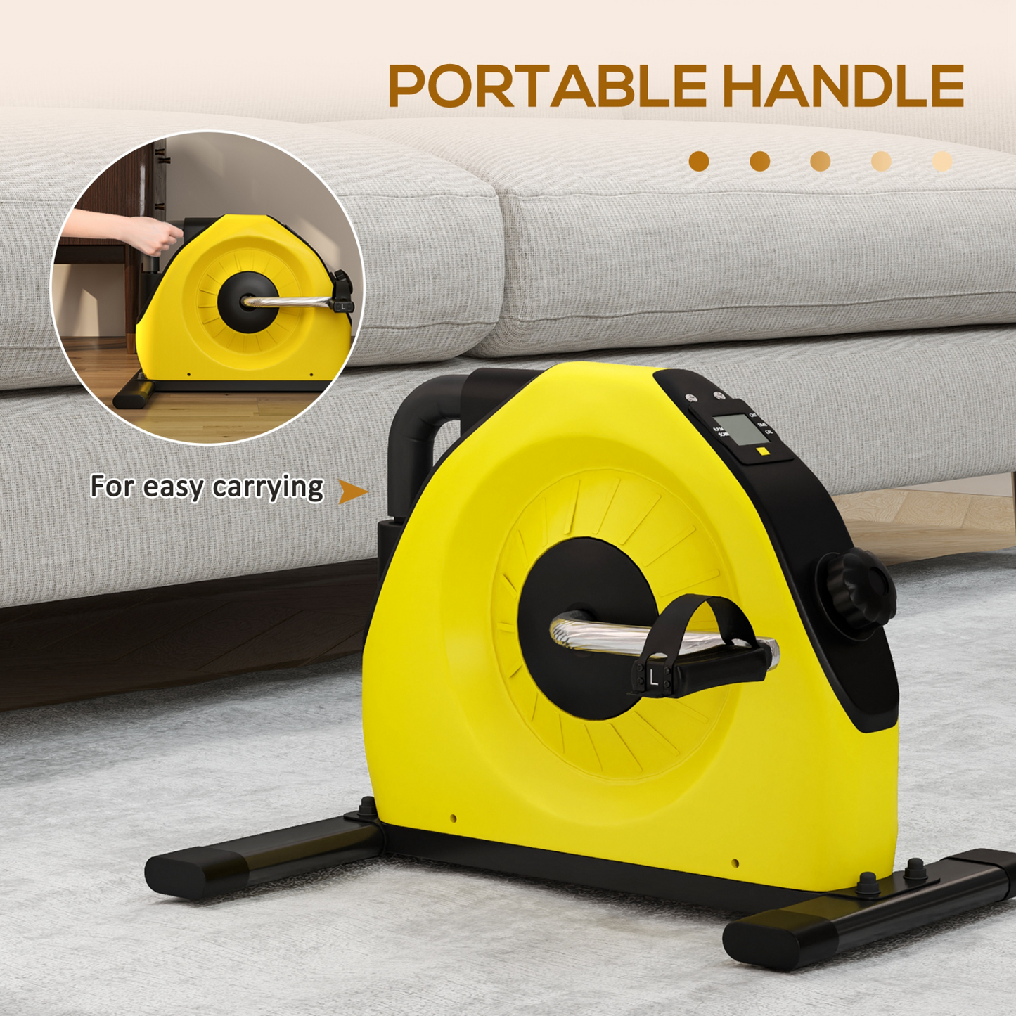 SPORTNOW Mini Exercise Bike, Portable Pedal Exerciser with LCD Display for Legs and Arms Rehabilitation and Therapy in Yellow