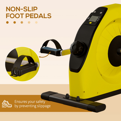 SPORTNOW Mini Exercise Bike, Portable Pedal Exerciser with LCD Display for Legs and Arms Rehabilitation and Therapy in Yellow