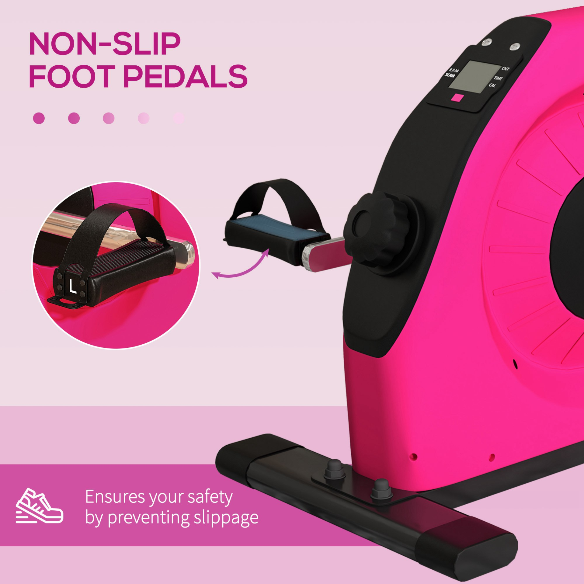 SPORTNOW Mini Exercise Bike, Portable Pedal Exerciser with LCD Display for Legs and Arms Rehabilitation and Therapy in Red