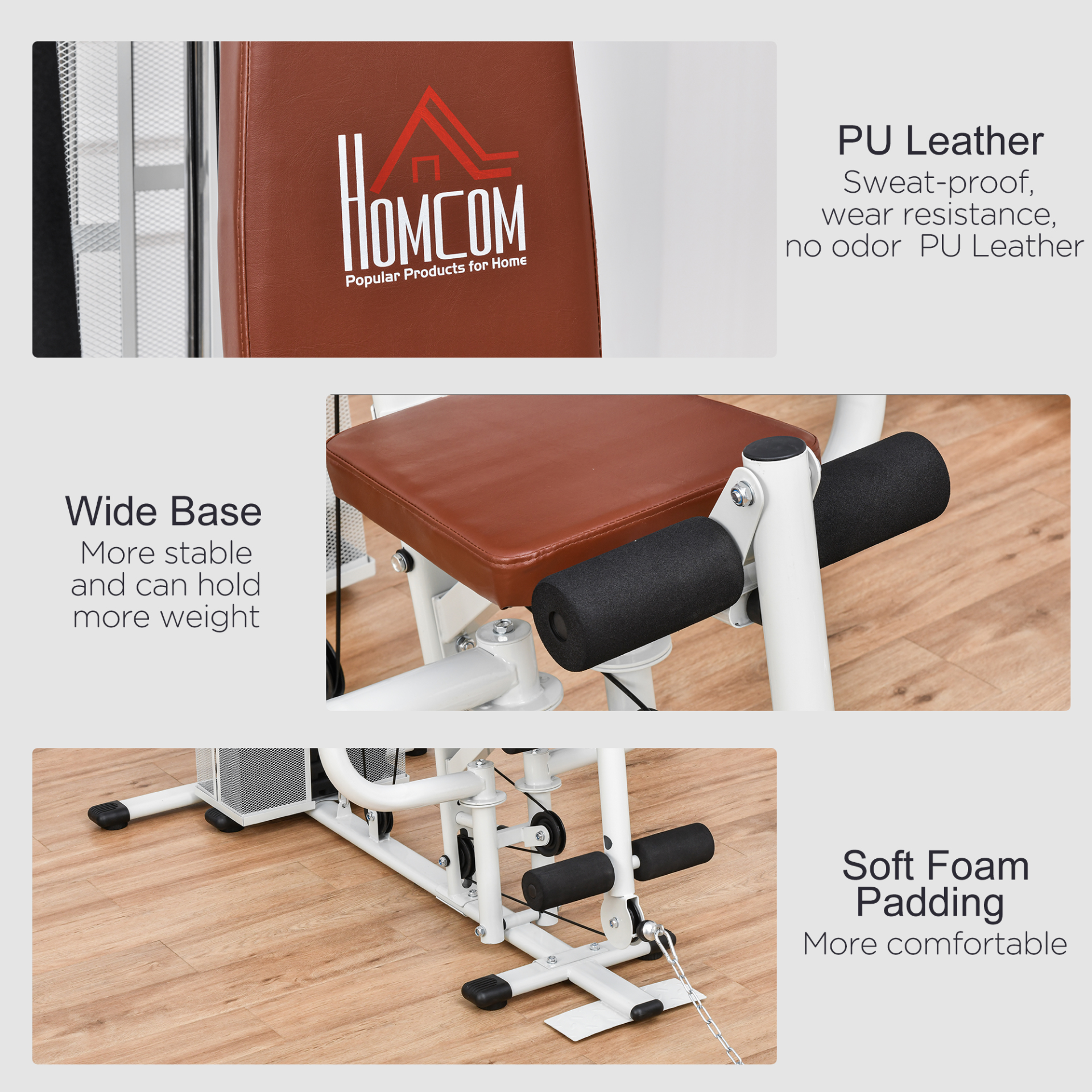 HOMCOM Multifunction Home Gym Weight Training Workout Station Fitness Strength Machine in White