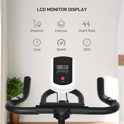 Indoor Exercise Bike, Cycling Bike for Home, Gym Use, Stationary Bike w/ LCD Display & Heart Rate Sensor, Fitness Bike | HOMCOM
