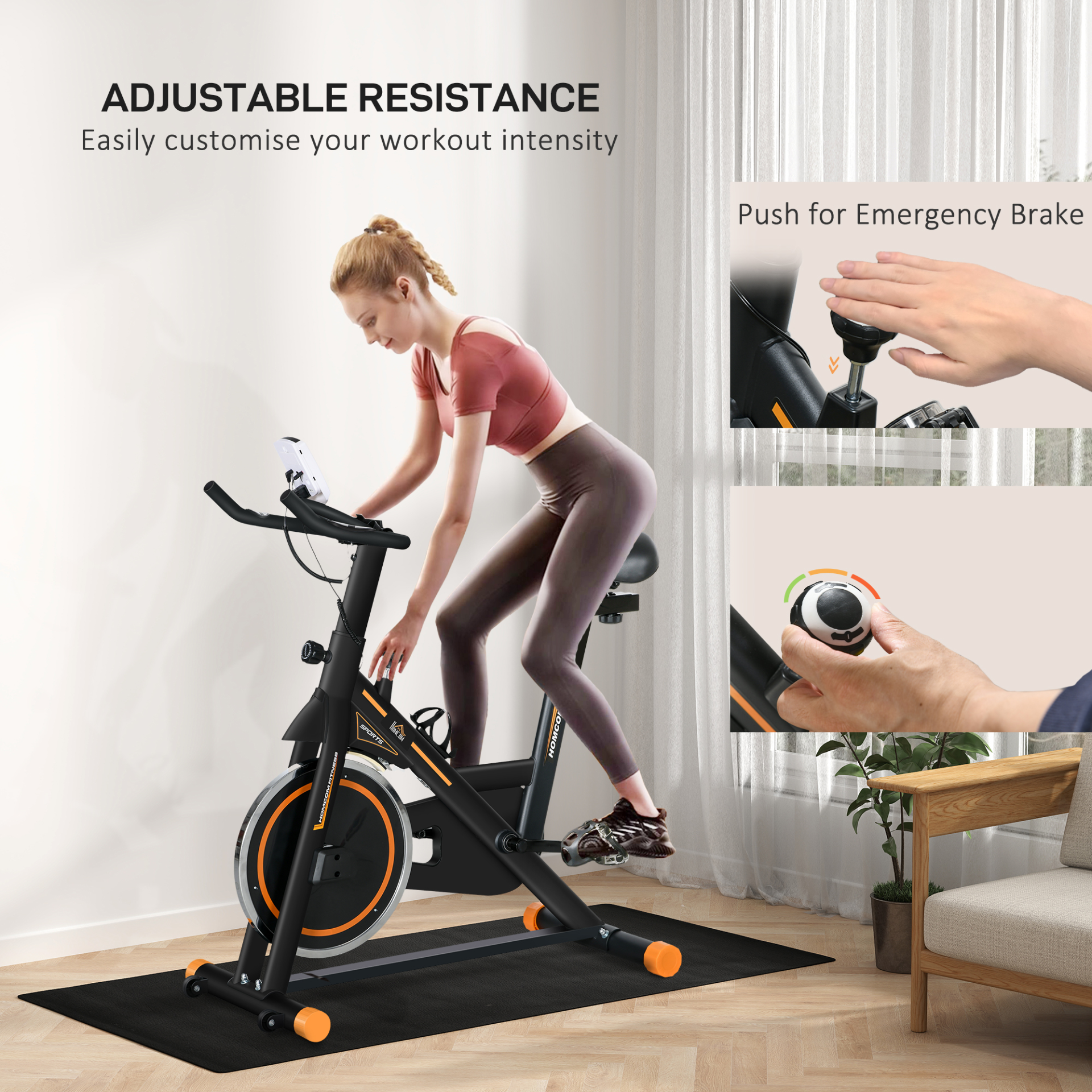 Indoor Exercise Bike, Cycling Bike for Home, Gym Use, Stationary Bike w/ LCD Display & Heart Rate Sensor, Fitness Bike | HOMCOM