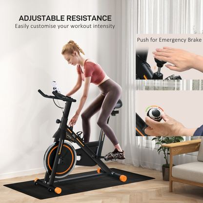 Indoor Exercise Bike, Cycling Bike for Home, Gym Use, Stationary Bike w/ LCD Display & Heart Rate Sensor, Fitness Bike | HOMCOM