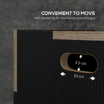 3-in-1 Wooden Plyo Box, Anti-Slip Plyometric Jump Platform, Step up Exercise Box w/ Handle Openings for Home Gym Workout Training | SPORTNOW