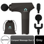 Gymcline Massage Gun Compact Size with 1500mAh Battery & 3 Speed Modes Grey