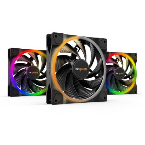 Be Quiet! (BL079) Light Wings 14cm PWM ARGB High Speed Case Fans (3 Pack), Rifle Bearing, 20 LEDs, Front & Rear Lighting, Up to 2200 RPM, ARGB Hub included