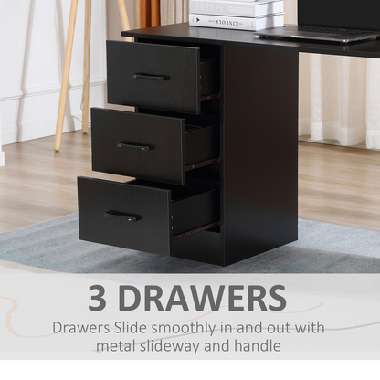 120cm Computer Desk with Storage Shelves Drawers, Writing Table Study Workstation for Home Office, Black by HOMCOM