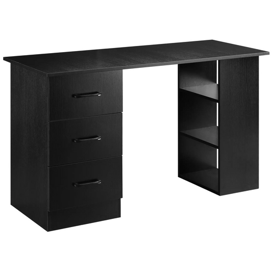 120cm Computer Desk with Storage Shelves Drawers, Writing Table Study Workstation for Home Office, Black by HOMCOM
