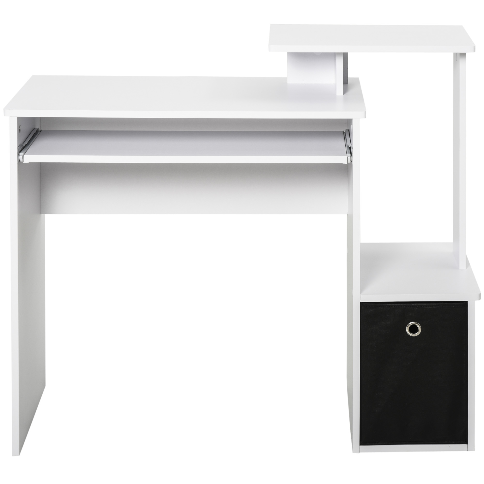Compact Small Computer PC Desk with Sliding Keyboard Tray Storage Drawer Shelf Home Office Workstation Gaming Study in White | HOMCOM