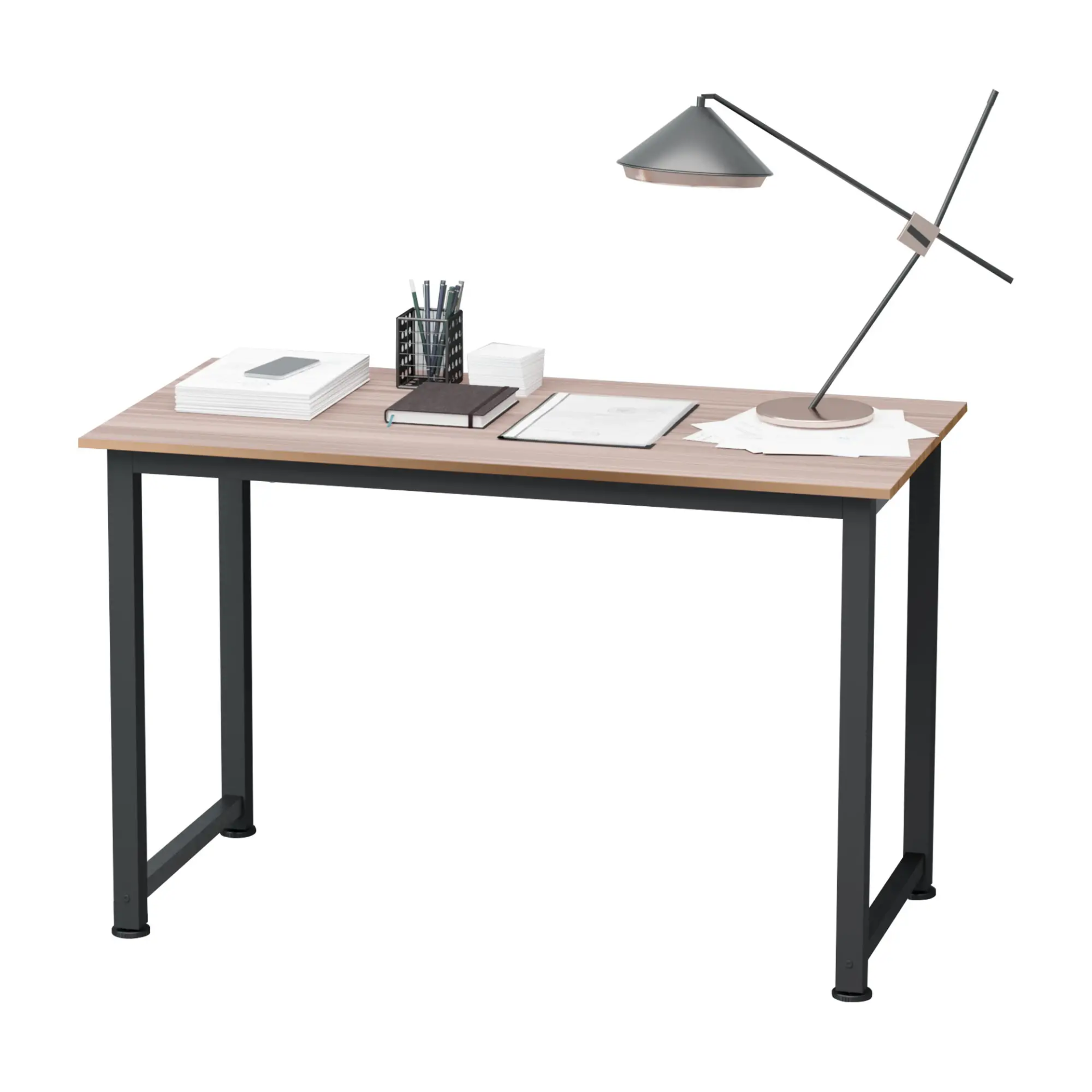 Computer Desk, PC Writing Table, Home Office Workstation, Adjustable Feet, Metal Frame in Oak Black | HOMCOM