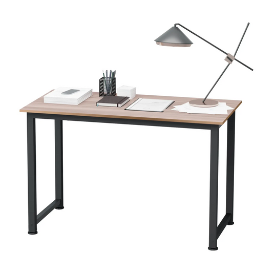 Computer Desk, PC Writing Table, Home Office Workstation, Adjustable Feet, Metal Frame in Oak Black | HOMCOM