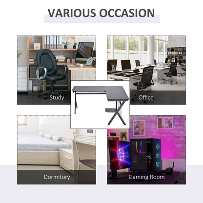 Corner Computer Desk, L-Shaped Desk with CPU Stand, Home Office Laptop Haven, Study Workstation in Black | HOMCOM