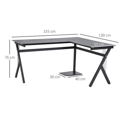 Corner Computer Desk, L-Shaped Desk with CPU Stand, Home Office Laptop Haven, Study Workstation in Black | HOMCOM