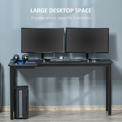 L-Shaped Gaming Desk, Computer Corner Desk with Cable Management, Home Office Workstation, 145 x 81 x 76cm, Black | HOMCOM