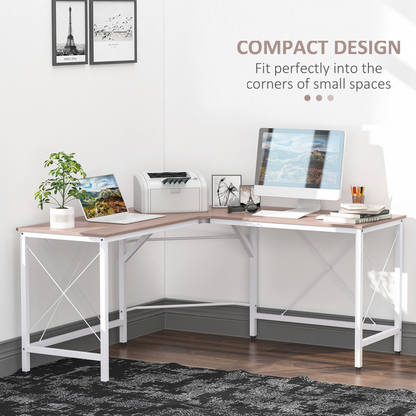 L-Shape Corner Gaming Desk, Computer PC Workstation for Home Office, Three Worktop Writing Table, 76x150cm, Oak | HOMCOM