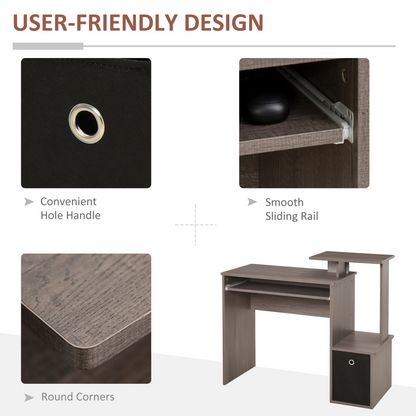Computer Table with Sliding Keyboard Tray, Storage Drawer & Shelf, Home Office PC Desk, Computer Desk in Grey | HOMCOM