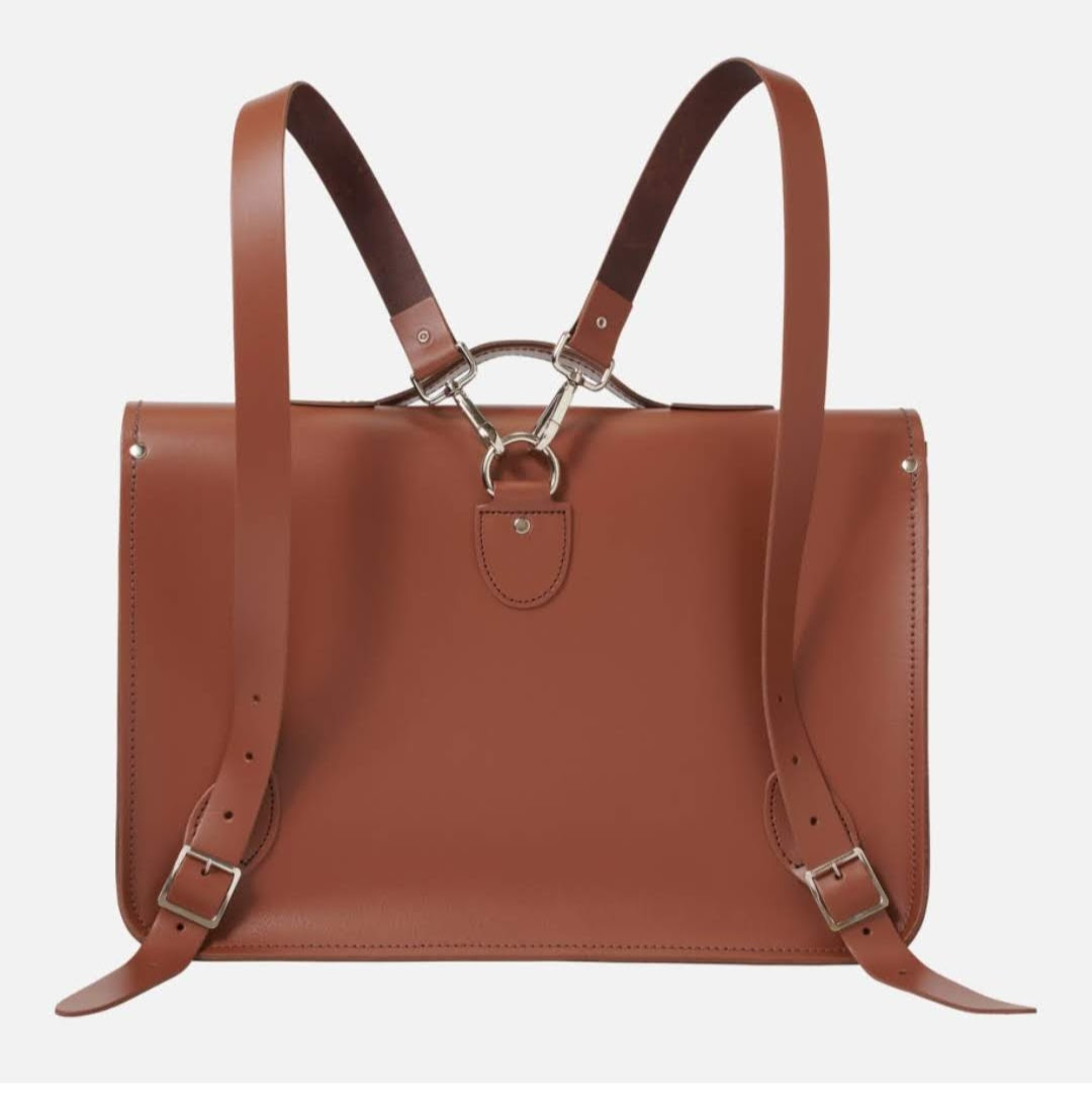 Leather Satchel Backpack - Chestnut Brown