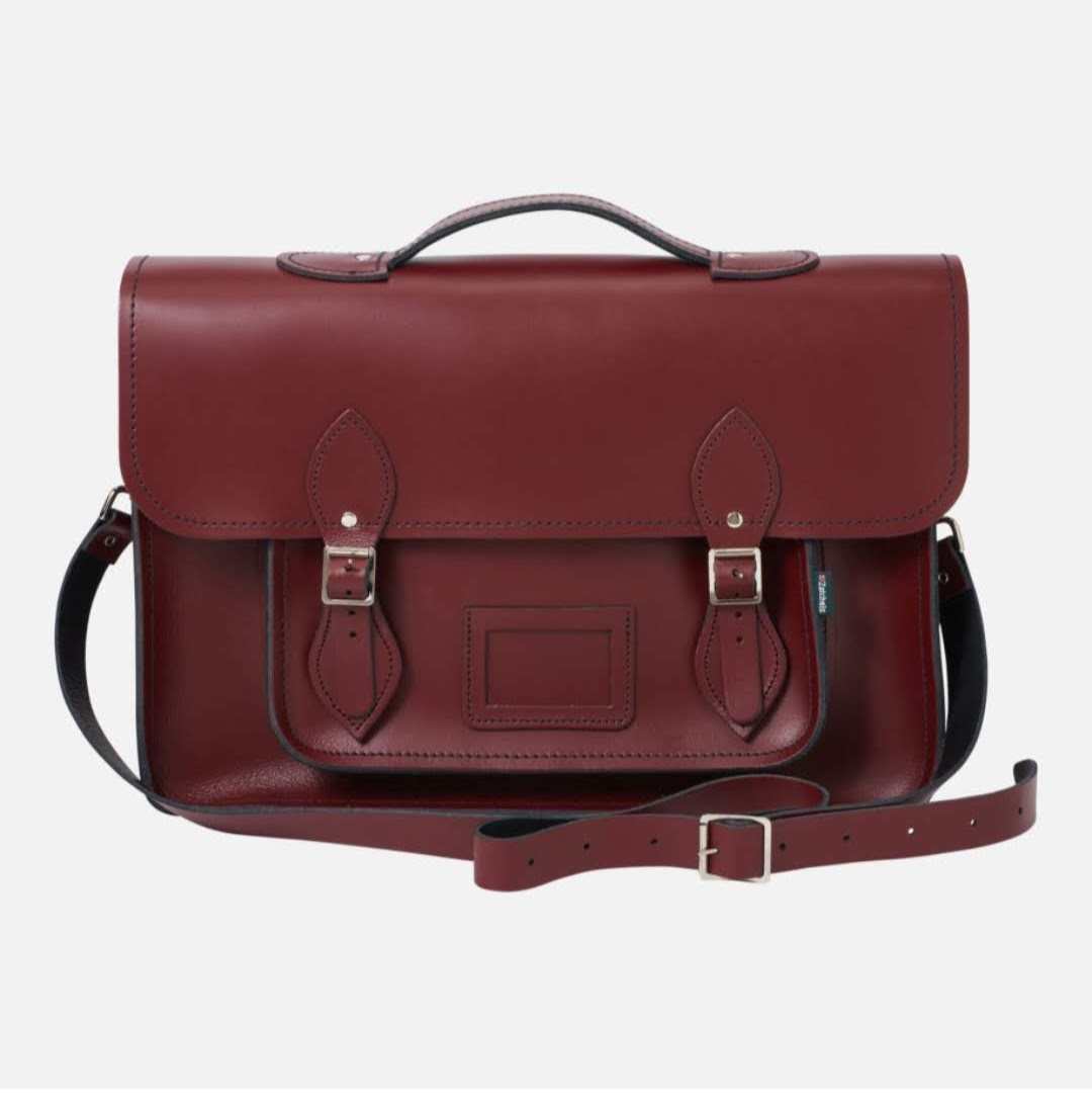 Leather Satchel Backpack - Marsala Red