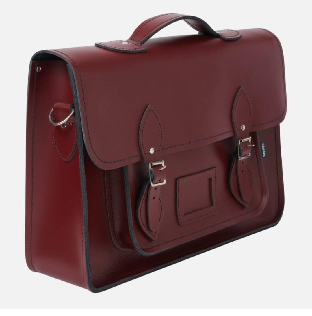 Leather Satchel Backpack - Marsala Red