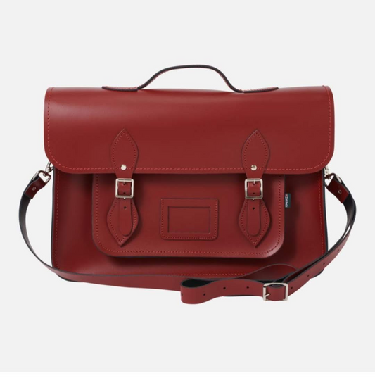 Leather Backpack Satchel - Oxblood Red
