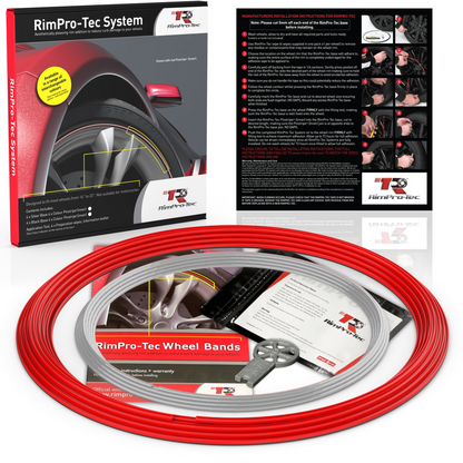 4x Red Base's 4x Silver Pinstripe's / RimPro-Tec® Wheelbands™ car wheel styling kit