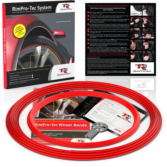 4x Red Base's 4x Red Pinstripe's / RimPro-Tec® Wheelbands™ car wheel styling kit