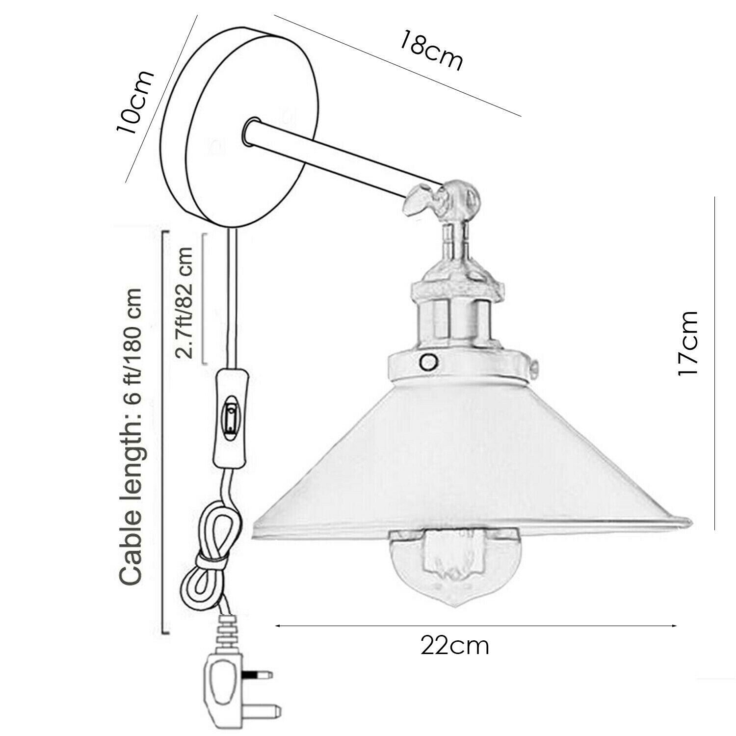 Vintage Plug-In Wall Light Black Sconce E27 Lamp~2271