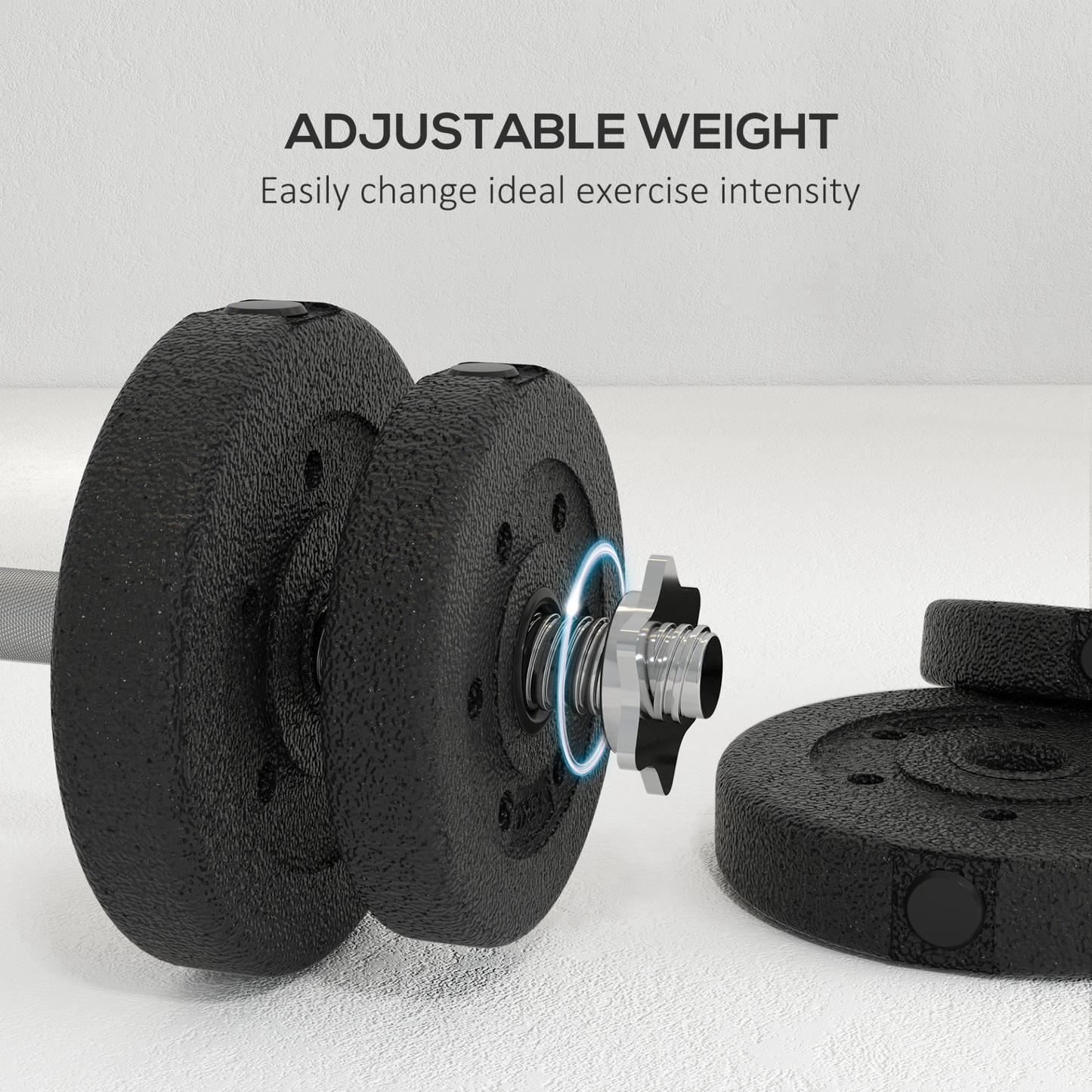 25KG Adjustable Weights Dumbbells Set, Dumbbell Hand Weights for Home Office Gym Body Fitness Lifting Training, Black by HOMCOM