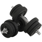 25KG Adjustable Weights Dumbbells Set, Dumbbell Hand Weights for Home Office Gym Body Fitness Lifting Training, Black by HOMCOM