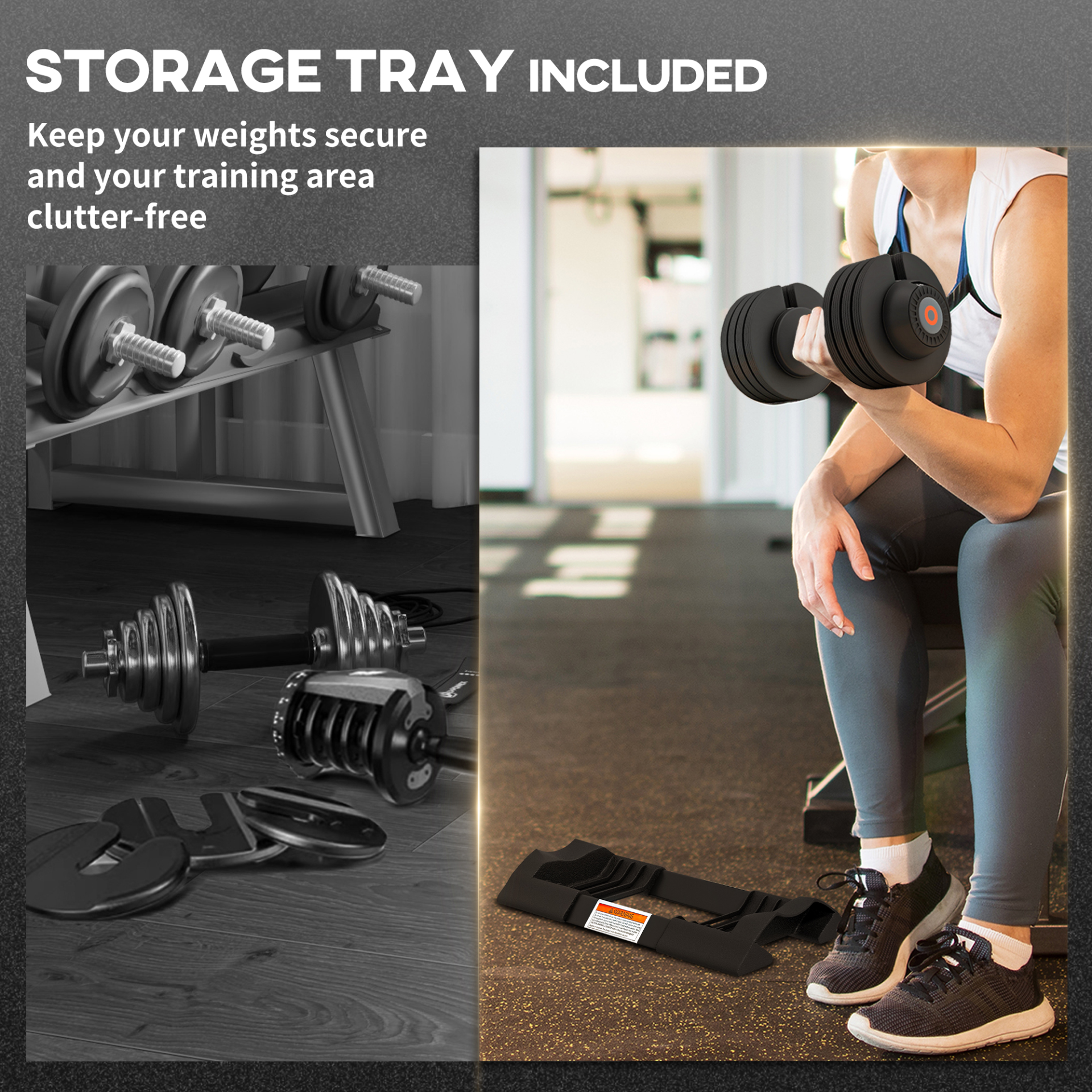 Adjustable Dumbbells Set, 4-in-1 Weights Set with Storage Tray and Non-Slip Handle, 6KG 11KG 16KG 20KG | SPORTNOW