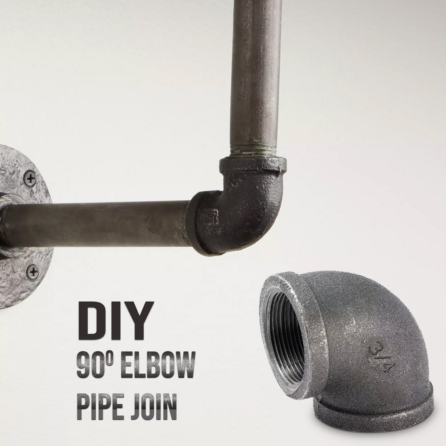 90 Elbow Black Malleable Iron Pipe Fittings ~1840