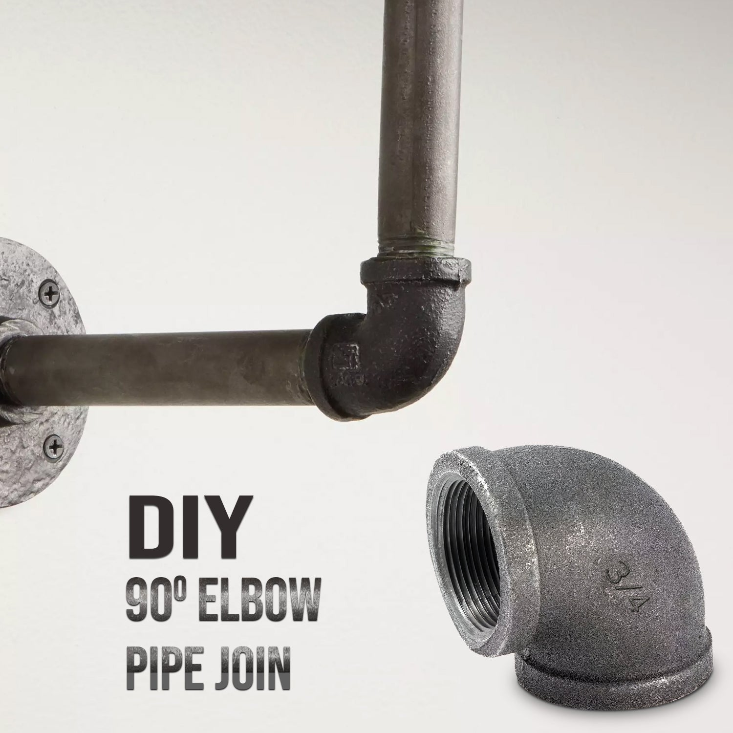 90 Elbow Black Malleable Iron Pipe Fittings ~1840