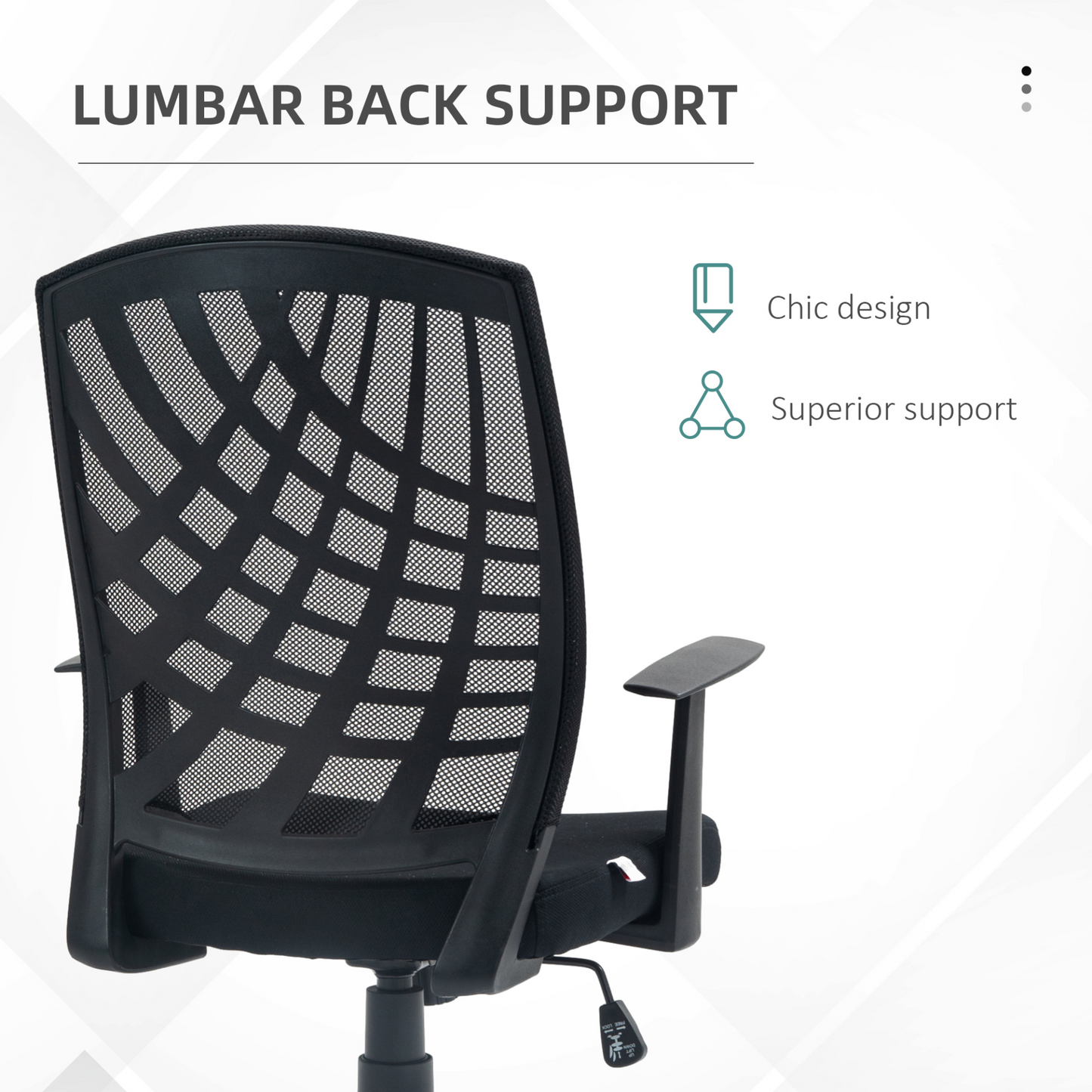 Ergonomic Office Chair, Height Adjustable Mesh Chair, Desk Chair with Swivel Wheels for Home Office, Black | HOMCOM