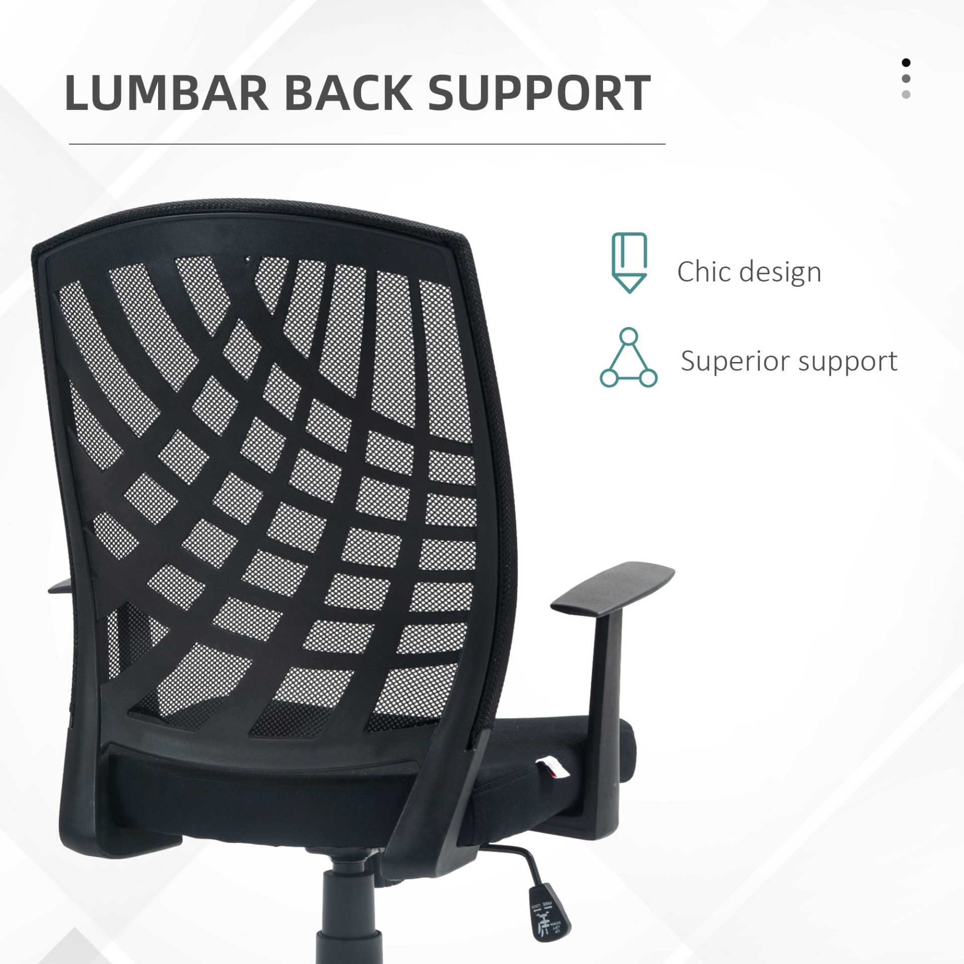 Ergonomic Office Chair, Height Adjustable Mesh Chair, Desk Chair with Swivel Wheels for Home Office, Black | HOMCOM