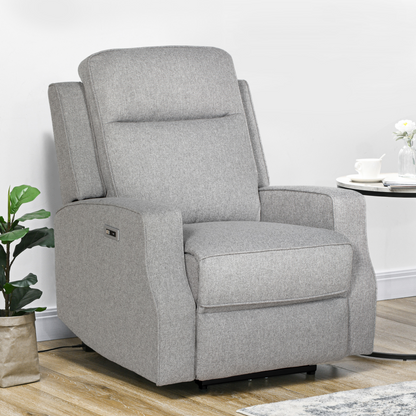 Electric Recliner Armchair, Recliner Chair with Adjustable Leg Rest, USB Port in Grey | HOMCOM